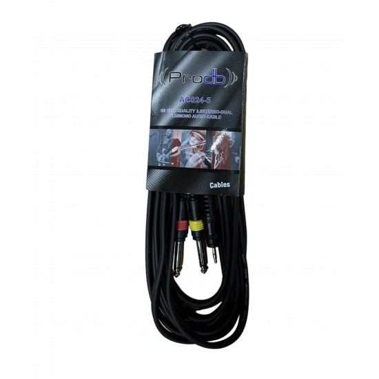 Cable Miniplug estereo a dos plug ¼ mono  5 MTRS PRODB